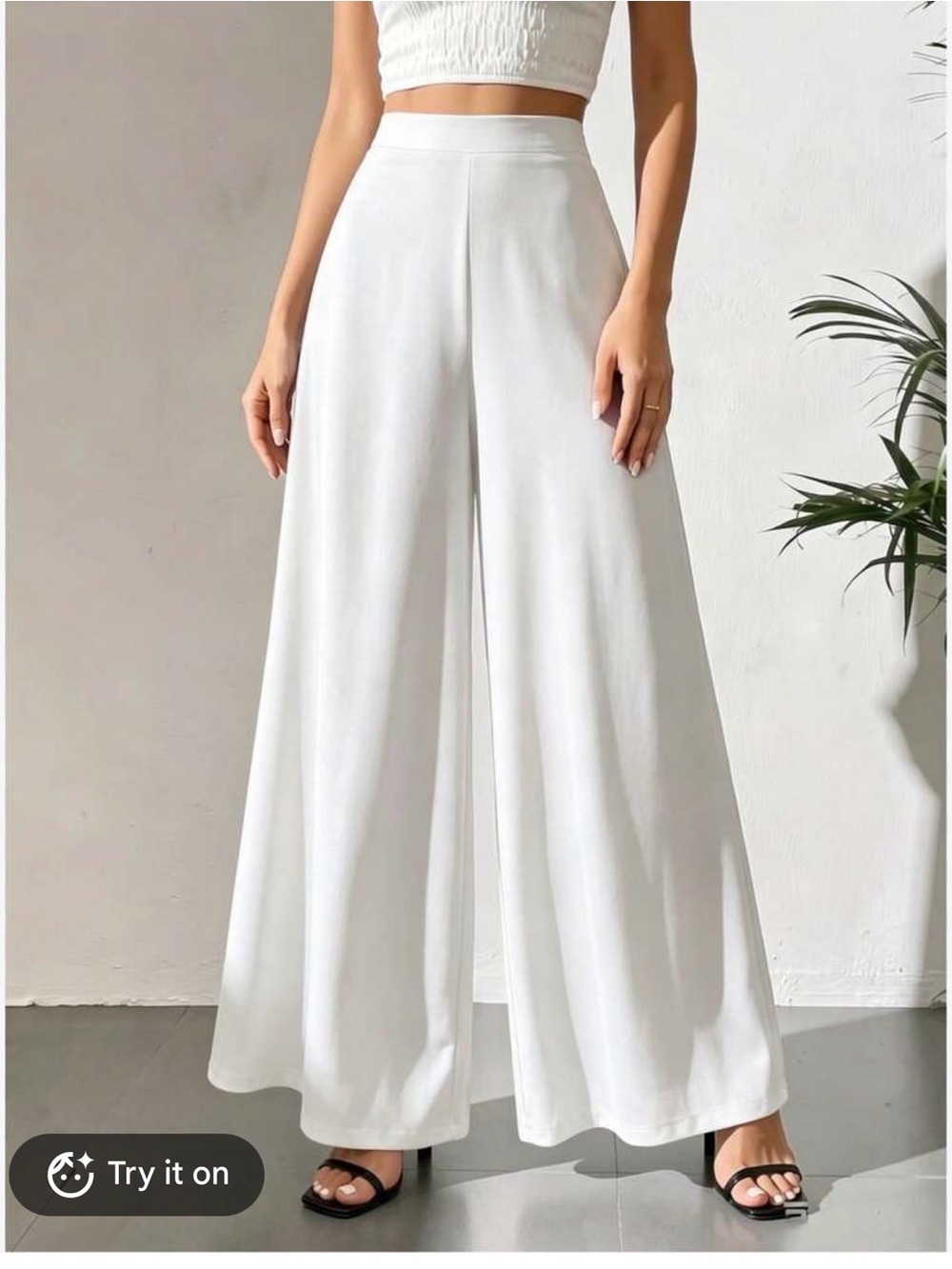 High-Waist Wide Leg White Palazzo Pants